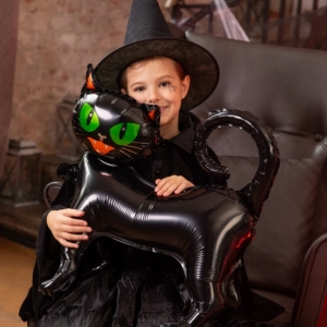 Balónek fóliový černá kočka 65x62 cm