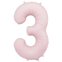 Balónek fóliový číslo 3 světle růžová 86 cm