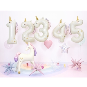 Balónek fóliový číslo 5 jednorožec 93 cm