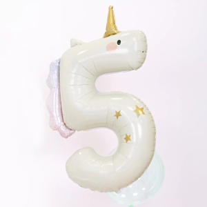 Balónek fóliový číslo 5 jednorožec 93 cm