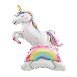 Balónek fóliový stojací Jednorožec a duha 52x94x43 cm
