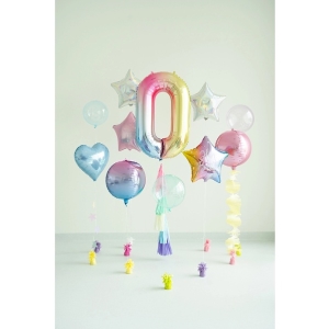 Balónek fóliový číslo 0 pastelově duhový 86 cm