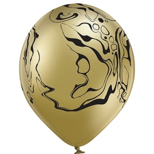 Balónky latexové černý mramor bílo zlatý 30 cm 6 ks