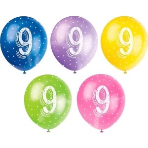 Balónky latexové č. 9 s hvězdičkami 30 cm 5 ks