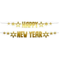 Banner Happy New Year zlat 150x14 cm