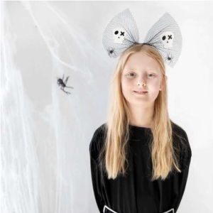 Čelenka Halloween Mašle lebky a pavouci
