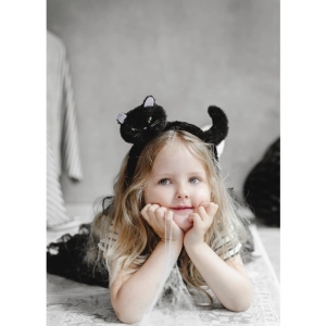 Čelenka černá s kočičkou