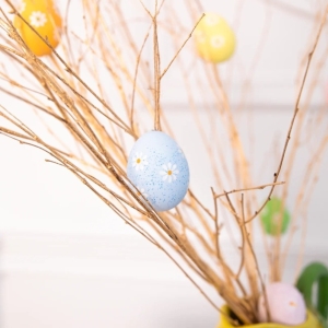 Dekorace velikonoční vajíčka s květinami barevný mix 6 ks