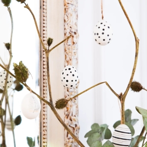 Dekorace velikonoční vajíčka černo-bílá 6 ks