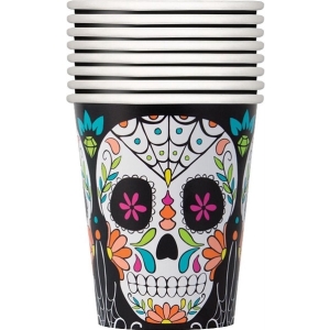 Kelímky papírové mexické lebky 250ml 9ks