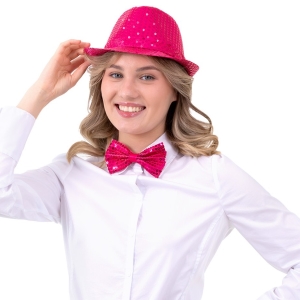 Klobouk růžový flitrový