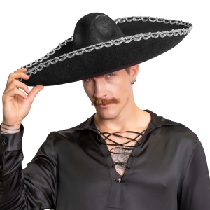 Klobouk sombrero černý se stříbrným lemováním