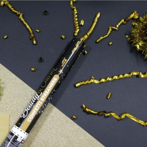 Konfety vystřelovací zlaté stuhy 40 cm