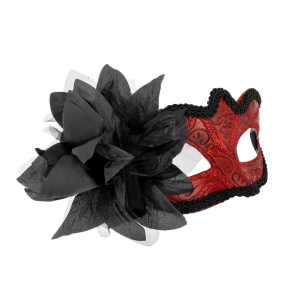 Škraboška karnevalová černo-červená