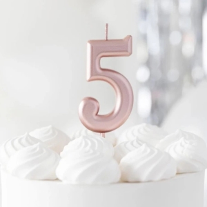 Svíčka dortová číslice 5 Rose Gold 10 cm