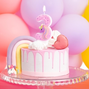 Svíčka dortová Jednorožec "3" 8 cm