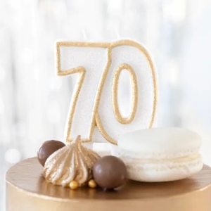 Svíčka narozeninová "70" zlatá 8 cm