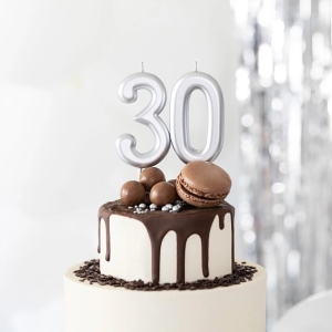 Svíčka narozeninová číslo "0" stříbrná 7 cm