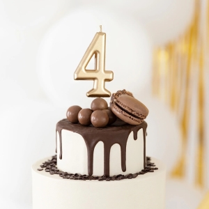 Svíčka narozeninová číslo "4" zlatá 7 cm