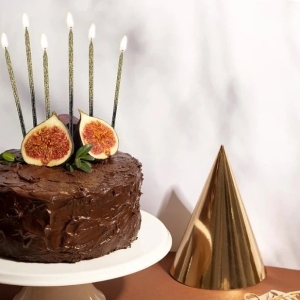 Svíčky dortové černo-zlaté třpytivé 13 cm 6 ks