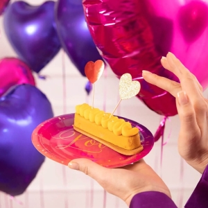 Talíře papírové Love fialovo-růžové 18 cm 6 ks