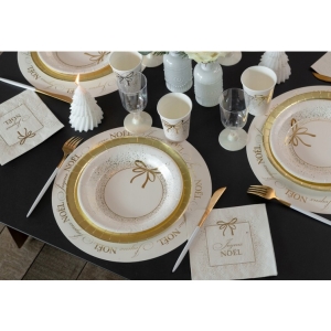 Talíře slonová kost se zlatou mašličkou 23cm 10 ks