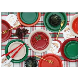 Talíře papírové červené 23 cm 6 ks