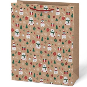 Taška kraftová vánoční mix 26x32 cm