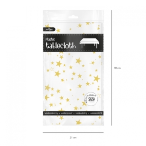 Ubrus plastový bílý s hvězdami 137 x 274 cm