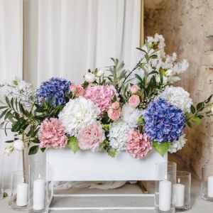 Umělá květina – Hortenzie, 35 cm, bílá