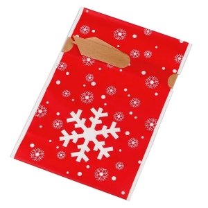 Sáček vánoční se stuhou červený s vločkou 12x17 cm 1 ks