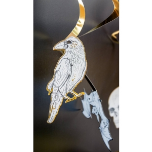 Závěsné dekorace Halloween (lebka, vrána, netopýr) 6 ks