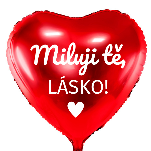 Balónek fóliový, červený, s českým nápisem