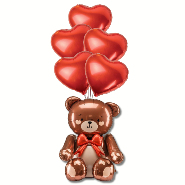 Balónkový set - Valentýn s medvídkem 6 ks