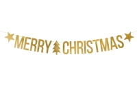 Baner Merry Christmas, zlat, 10,5x150cm