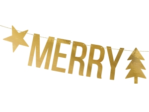 Baner Merry Christmas, zlat, 10,5x150cm